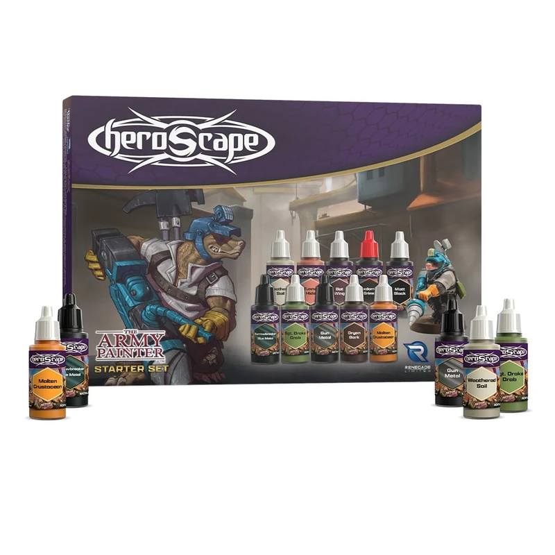 Renegade | Heroscape Army Painter Starter Set | Painting Kit Accessory, Heroscape Compatible, 10 Colors, Brush, Miniature And Army Card | 2-4 Players | 60-120 Minutes