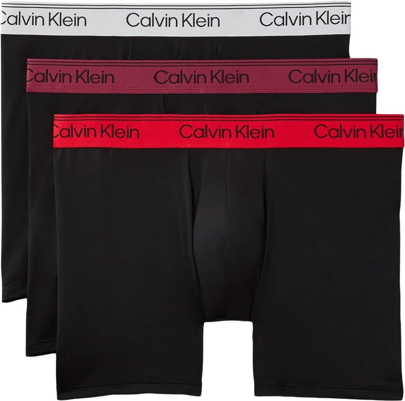 Calvin Klein Men's, Boxer Brief 3Pk Lv00Nb4410, Boxer Brief, BLACK W/HARBOR MIST WB/Goji Berry/, S
