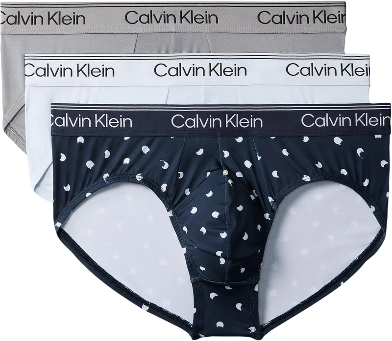 Calvin Klein Men's, Hip Brief 3Pk LV00NB4408, Brief, Convoy/Running Dot Dark Sapphire/Pl, S - Image 1