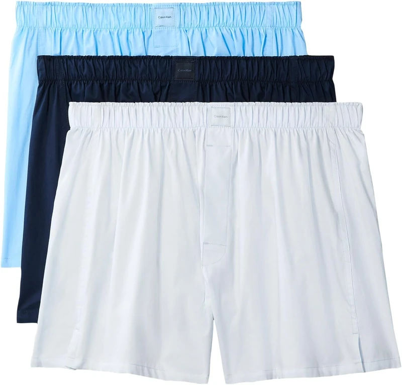 Calvin Klein Men's, Boxer Trad 3Pk 000NB4006A, Boxer, Dark Sapphire/Hydrangea Blue/Plein, M