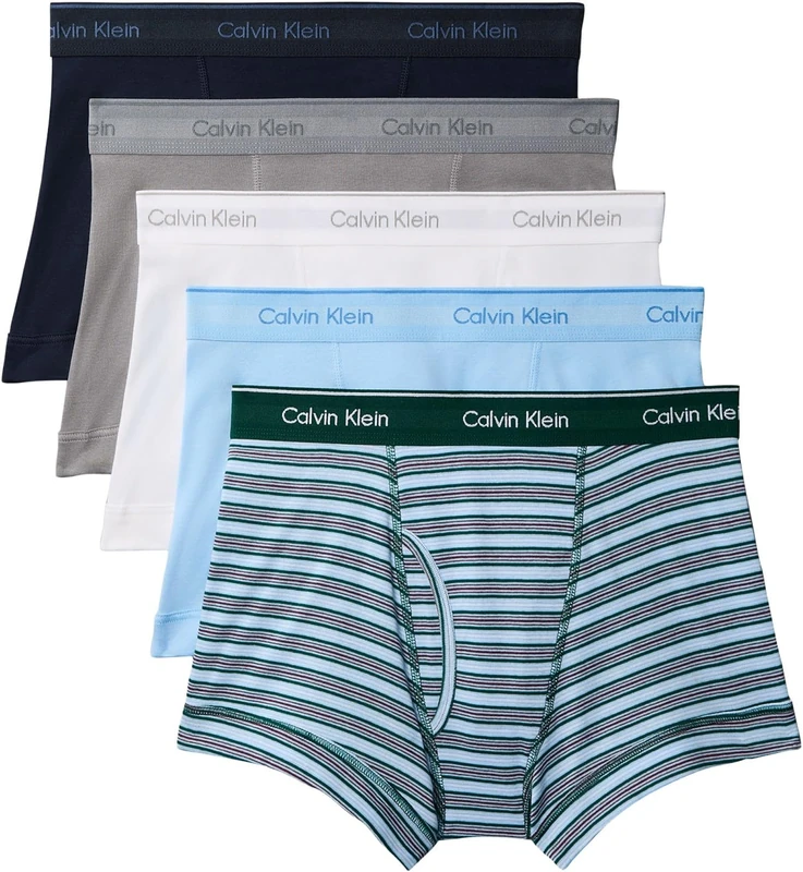 Calvin Klein Men's, Trunk 5Pk LV00NB1897, Trunk, Dark Sapphire/Convoy/Midtown Stripe, XXL - Image 1