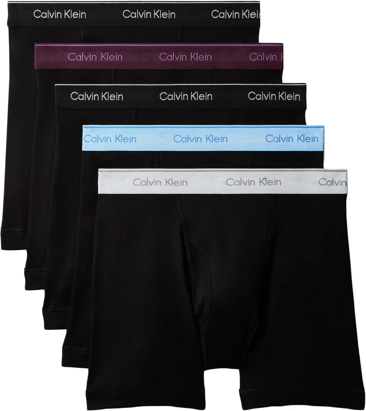 Calvin Klein Men's, Boxer Brief 5Pk LV00NB1429, Boxer Brief, BLACK W/BLACK/DARK PURPLE/HYDRAN, L