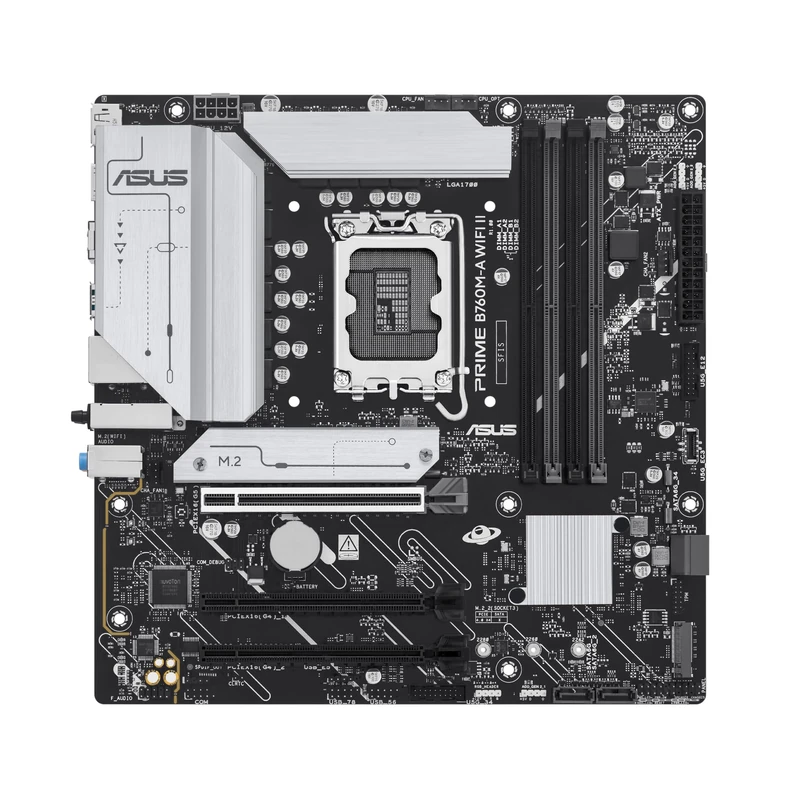 ASUS Intel B760 (LGA 1700) mATX Motherboard (DDR5, PCIe 5.0 Ready, 2x M.2 Slots, WIFI 6E, Realtek 2.5Gb Ethernet, DisplayPort, HDMI, SATA 6 Gbps, h. USB 10Gbps Type-A & v. USB 5Gbps Type-C, Aura S