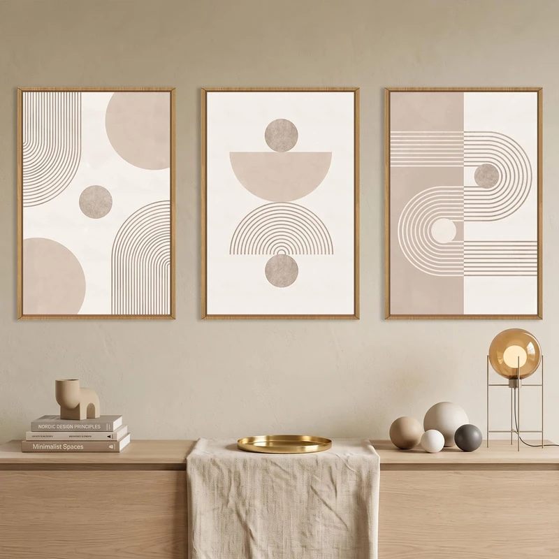 HPINUB Large Boho Abstract Framed Canvas Wall Art Set -16"x24"x3