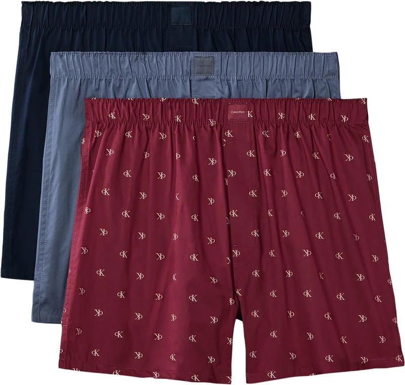 Calvin Klein Men's, Boxer Trad 3Pk 000NB4006A, Boxer, Dark Sapphire/DIAMOND LOGO+Establis, M