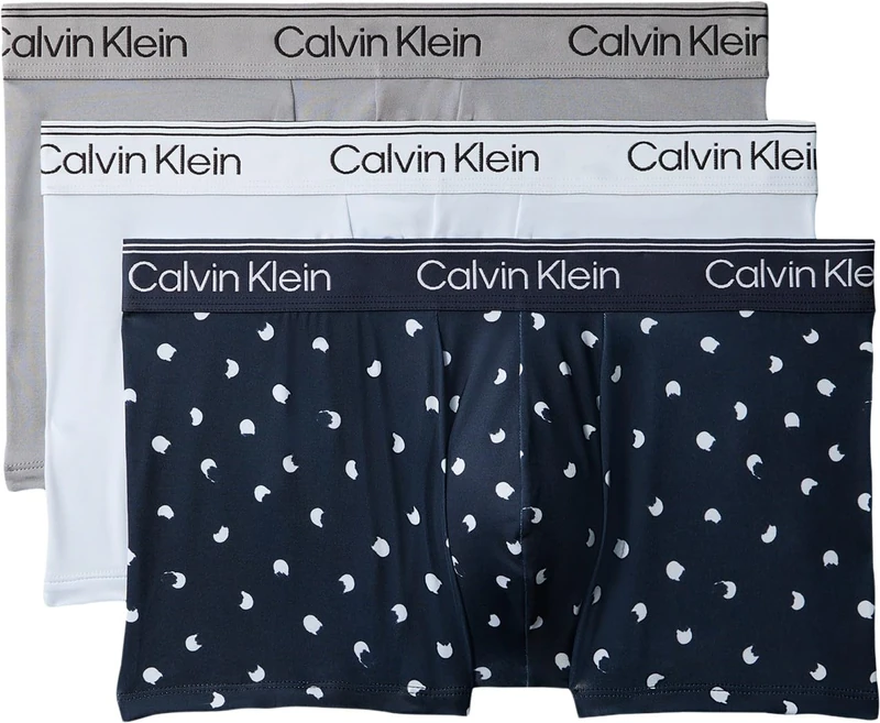 Calvin Klein Men's, Low Rise Trunk 3Pk Lv00Nb4409, Low Rise Trunk, Convoy/Running Dot Dark Sapphire/Pl, M - Image 1