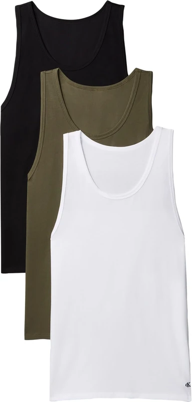 Calvin Klein Men's, Tank 3Pk Lv00Nb4184, Tank Top, Black W/White EMB/White W/Black E, L