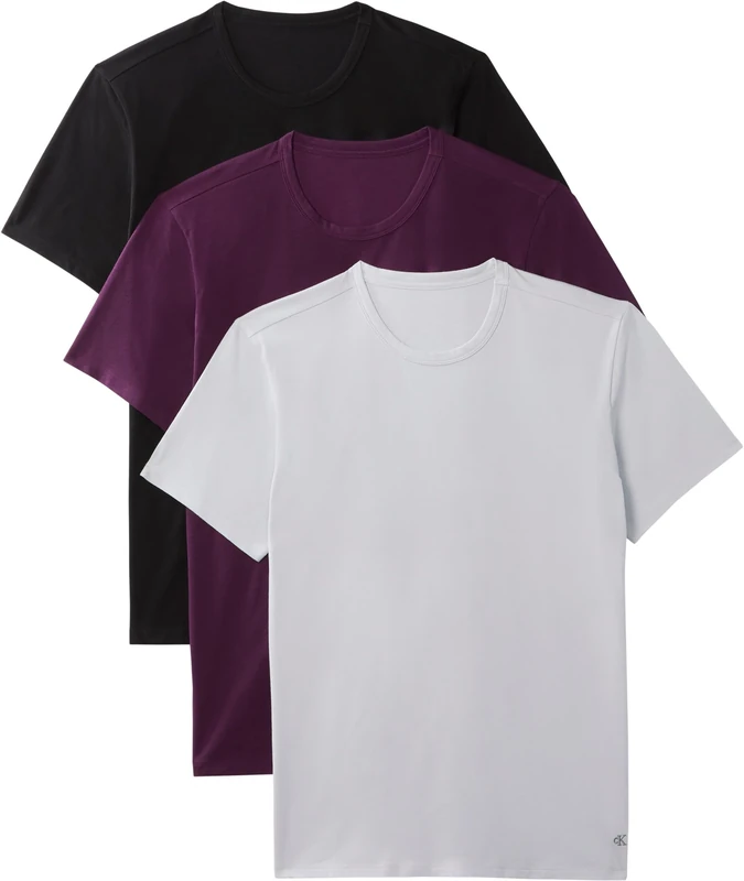 Calvin Klein Men's, S/S Crew Neck 3Pk Lv00Nb4185, S/S T-Shirt, Black W/White EMB/Harbor Mist W/C, S