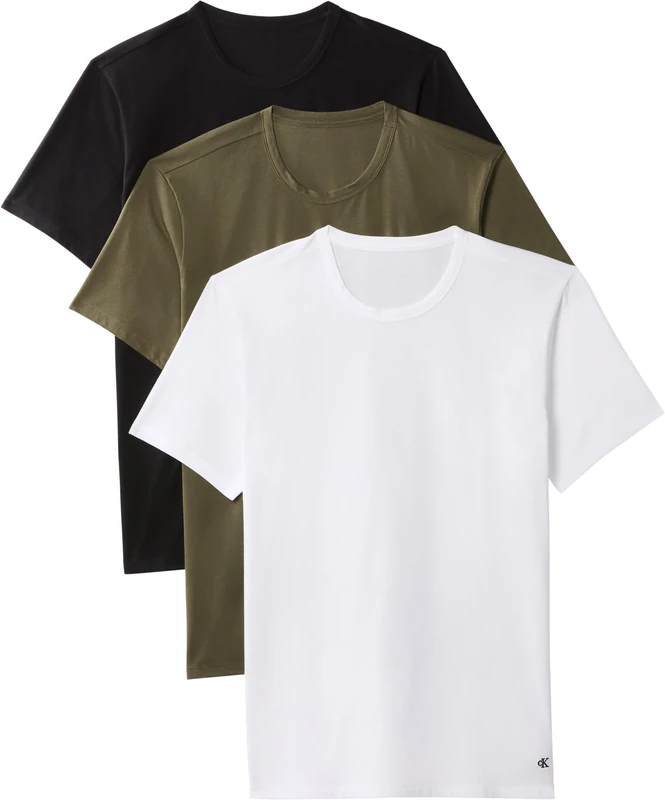 Calvin Klein Men's, S/S Crew Neck 3Pk Lv00Nb4185, S/S T-Shirt, Black W/White EMB/White W/Black E, XL