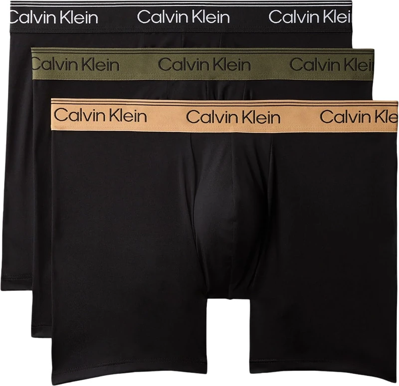 Calvin Klein Men's, Boxer Brief 3Pk Lv00Nb4410, Boxer Brief, BLACK W/BRONZE FLASH WB/Black/Oliv, XS