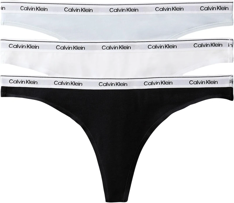 Calvin Klein Women's, Thong 3Pk LV00QD5209, Thong, Black/Classic White/Plein Air, S - Image 1