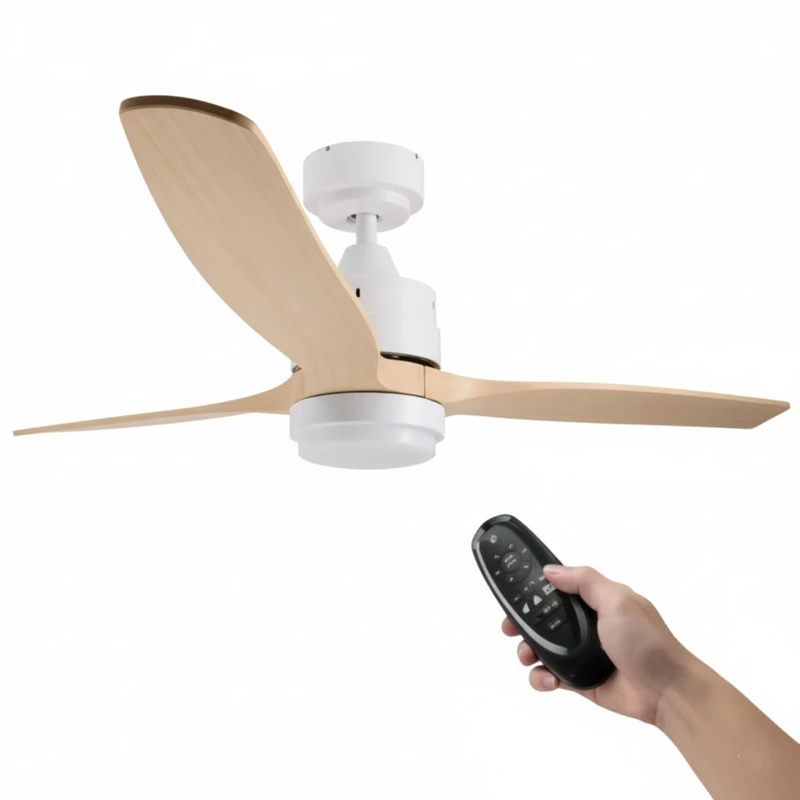 M Mimotec - White Sara 132cm LED Ceiling Fan with DC Motor, Dimmable Light 18W 3CCT, IP20, Remote Control, Timer and Summer/Winter Function
