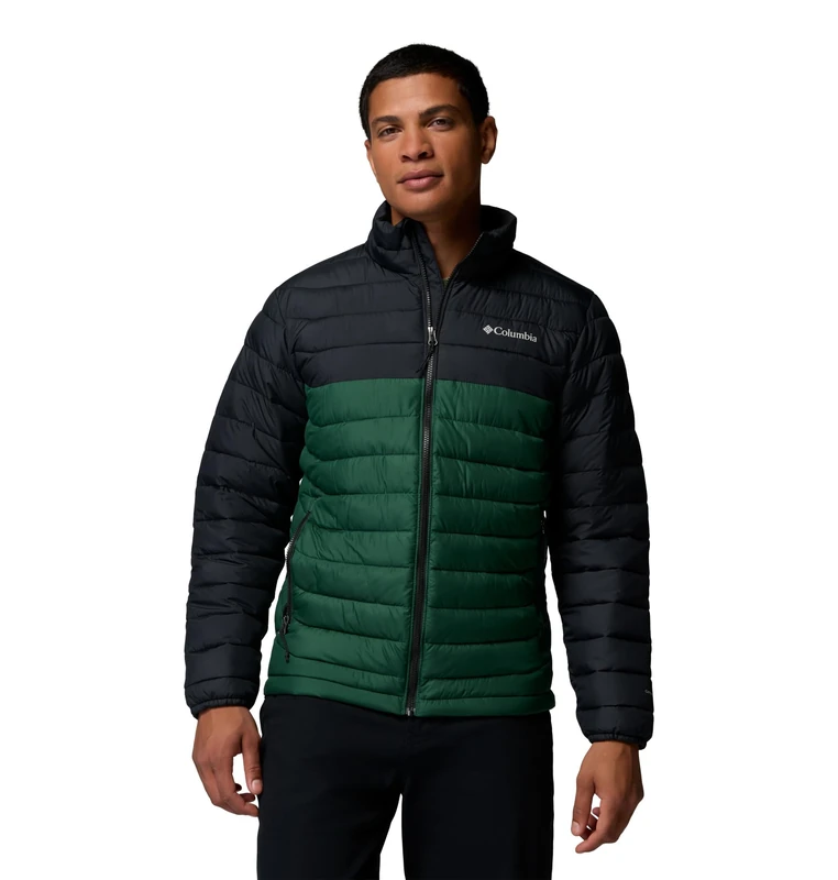 Columbia Men's Powder Lite 2 Jacket, Puffer Jacket, Rain Forest/Black, Small
