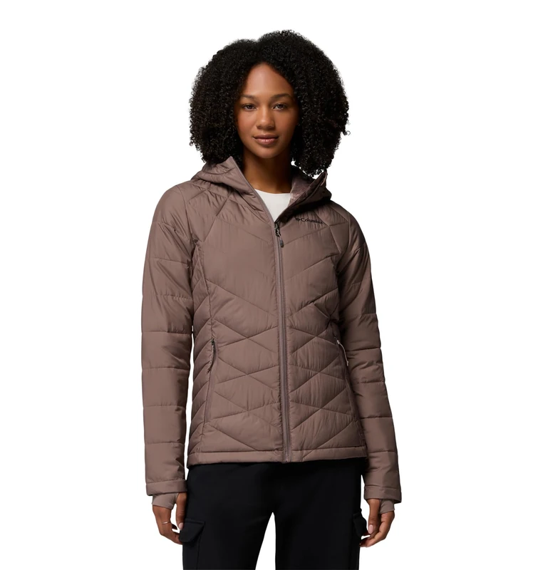Columbia Women's Heavenly Hooded Jacket, Hooded Puffer Jacket, Iron, Large