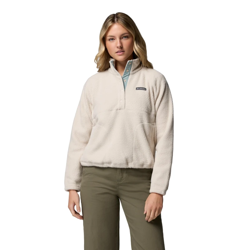 Columbia Women's Jasper Ridge Pebbled Fleece Half Snap, Fleece Pull Over, Dark Stone, X-Large