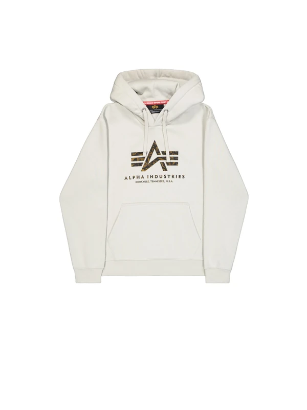 Alpha Industries Men's Basic BL Effect Print Hoodie, Stone, M