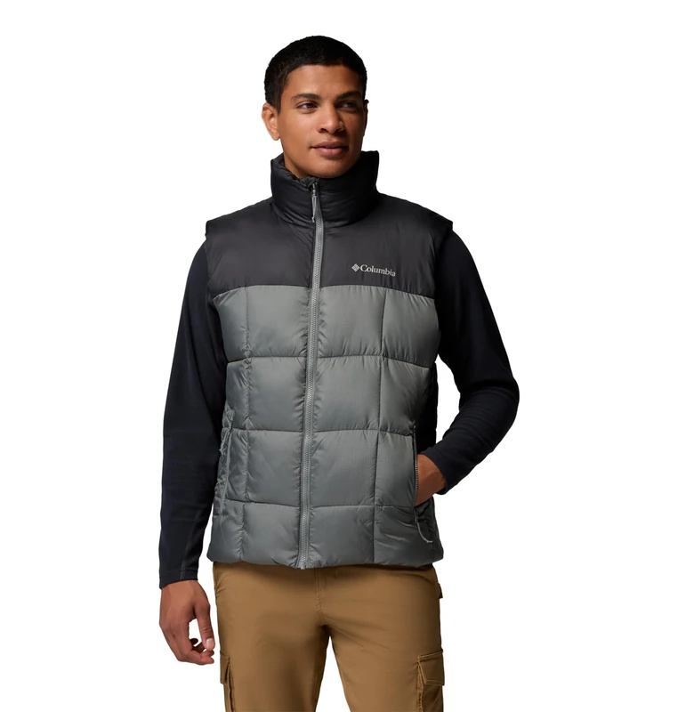 Columbia Men's Puffect 4 Vest, Puffer Vest Body Warmer, Sedona Sage/Shark, Medium