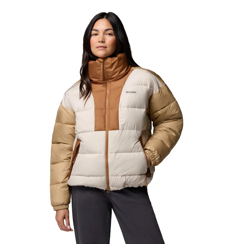 Columbia Women's Pike Lake Jacket, Puffer Jacket, Dark Stone/Beach/Camel Brown, X-Small