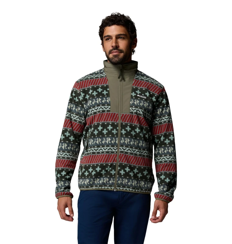 Columbia Men's Sequoia Grove 2 Full Zip Printed Fleece, Full Zip Fleece Jacket, Greenscape Wizard Island, XX-Large
