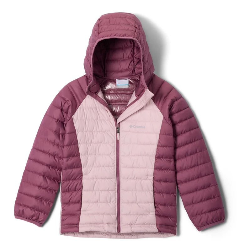 Columbia Youth Girls Powder Lite 2 Hooded Jacket, Hooded Puffer Jacket, Mineral Pink/Antique Mauve, XX-Small