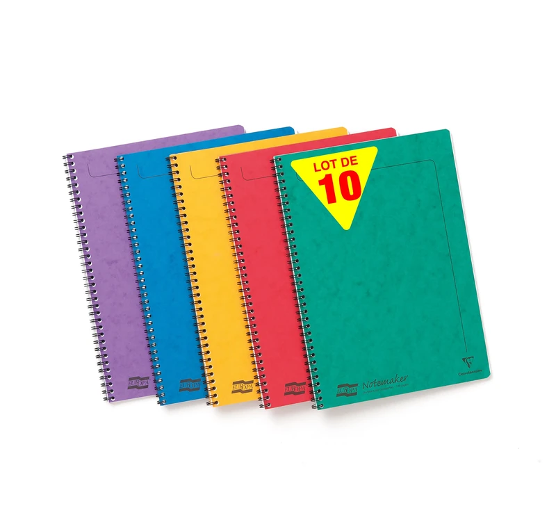 Clairefontaine 4859Z - Europa A4 Notemaker reliure intégrale assortiment A 21x29,7cm 120p détach. Q.5x5 - Paq de 10