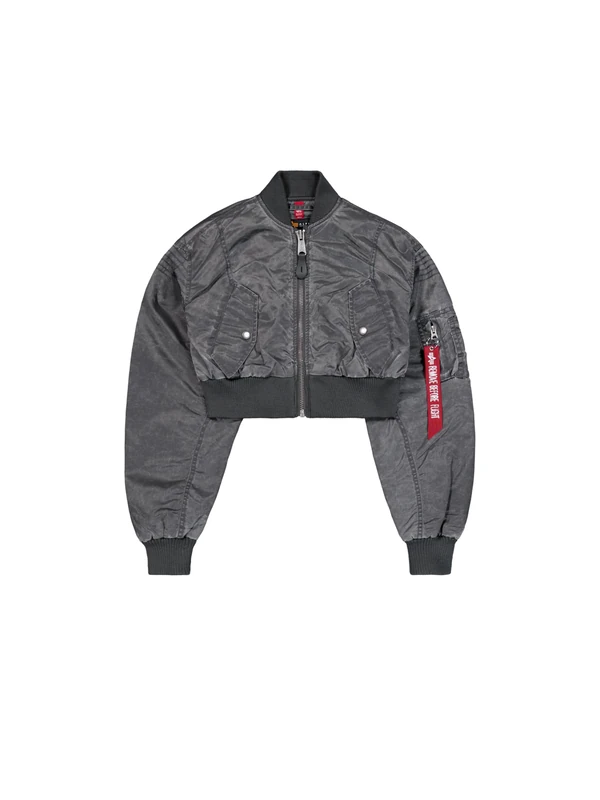 Alpha Industries Women's MA-1 Vintage Cropped Light Bomber Jacket, Vintage Grey, L
