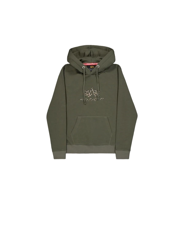 Alpha Industries Women's Basic BL Mirror Leo Hoodie, Dark Olive, XS