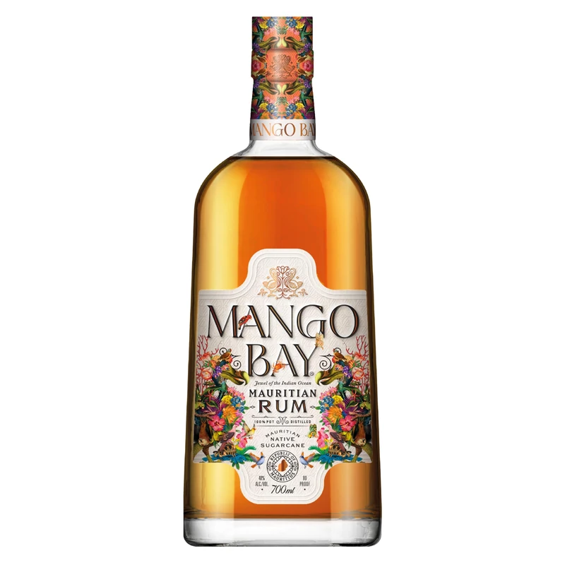 Mango Bay Mauritius Golden Rum - Premium Sherry-Cask Aged Rum, 70cl, 40% ABV - All-Natural, Additive-Free Blend of Molasses & Sugarcane Juice - Tropical, Rich & Smooth