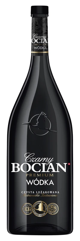 Bocian Black Premium Vodka, Black Bottle, 40% ABV, 1.75 L