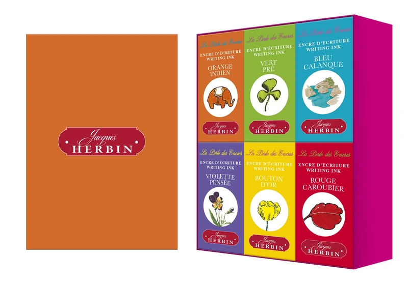 Jacques Herbin 29900T - Coffret vitamines Perle des Encres, 6 encres d'écriture en 10 ml