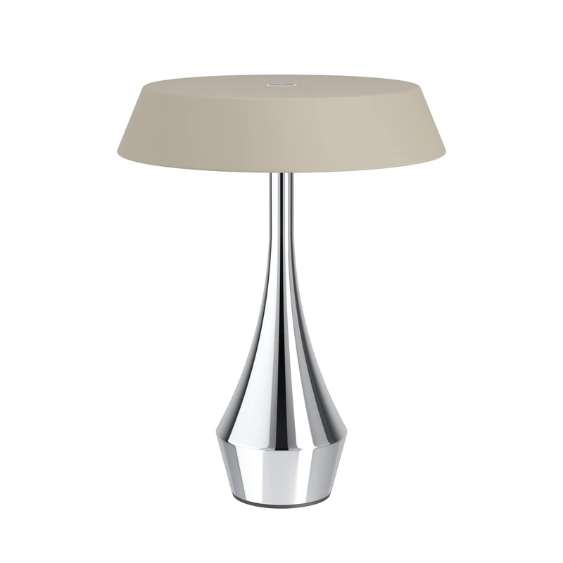 Eglo Wireless Outdoor Table lamp Turcio, Rechargeable Battery Powered LED Light, Touch dimmable Outside Lighting, Metal in Chrome and Beige, IP44