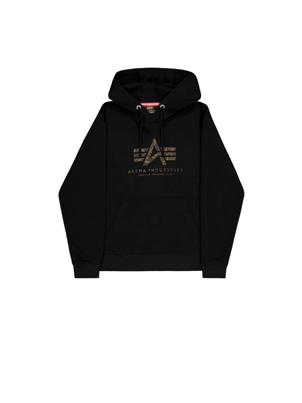 Alpha Industries Men's Basic BL Effect Print Hoodie, Black, XXL