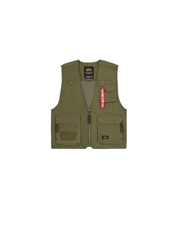 Alpha Industries Men's Mesh Utility Vest, Dark Olive, L