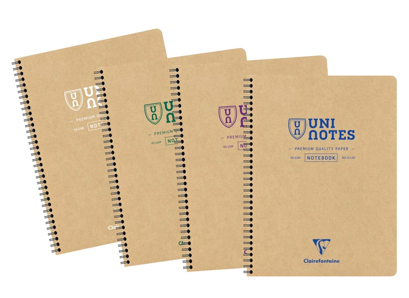 Clairefontaine 9852C - Uninotes carnet reliure intégrale 22,5x29,7cm 160p détachables et perforées 4 trous Q.5x5 assortiment - Paq de 5