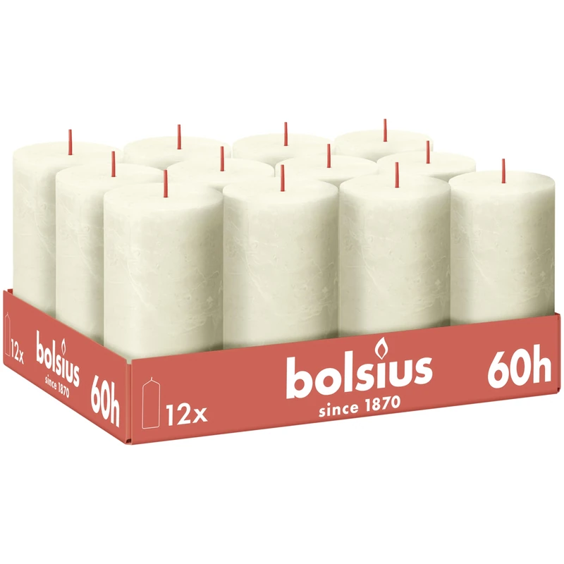 Bolsius - Rustic Candle - Ivory - Pack of 12-13 cm - Decorative Candles - Contains Natural Plant Wax - Palm Oil Free