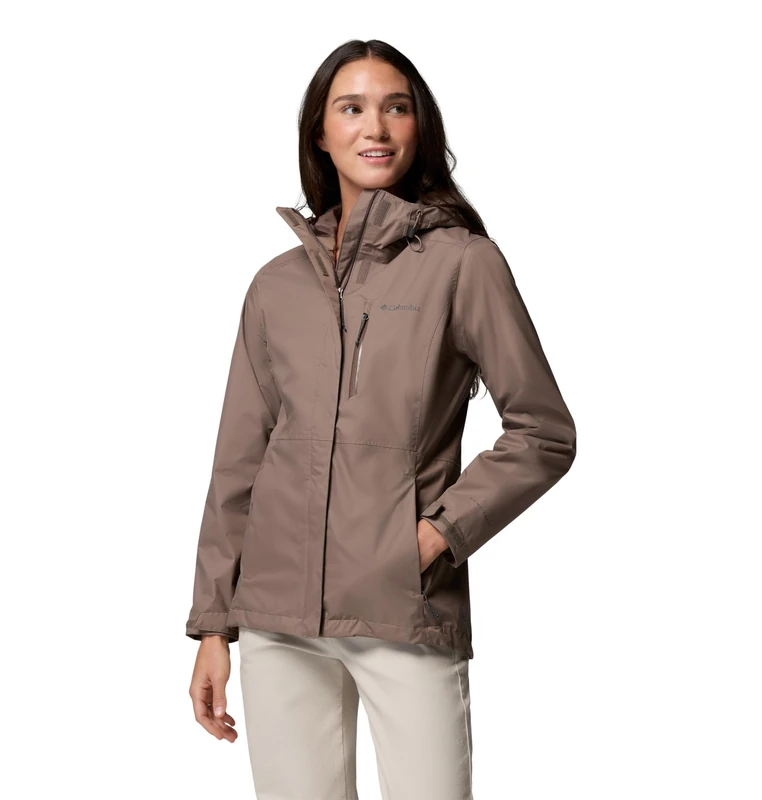 Columbia Women's Pouring Adventure 3 Jacket, Waterproof Rain Jacket, Iron, Medium