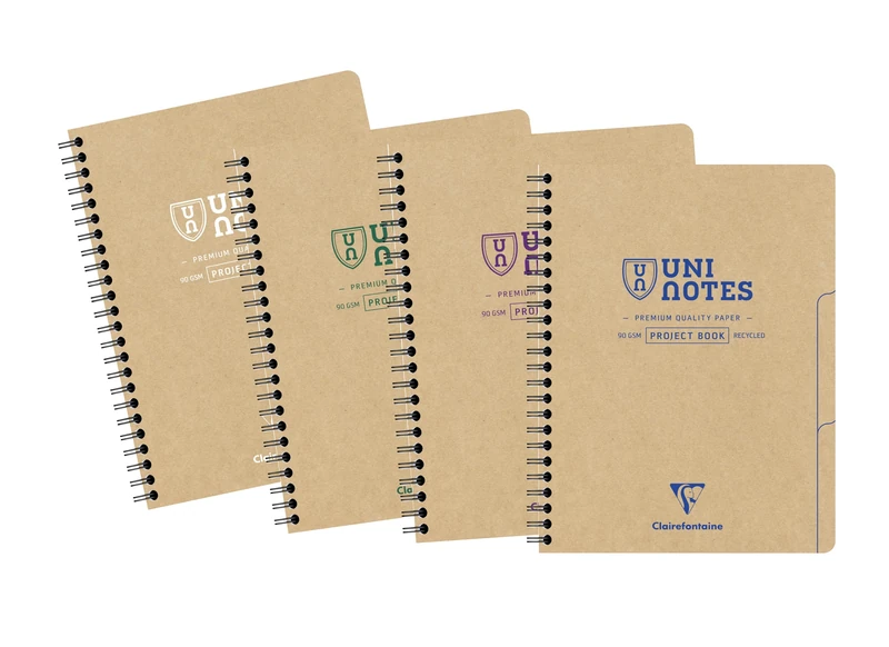 Clairefontaine 9861C - Uninotes Project Book 16x21cm 160p détachables ligné + 3 intercalaires assortiment - Paq de 5