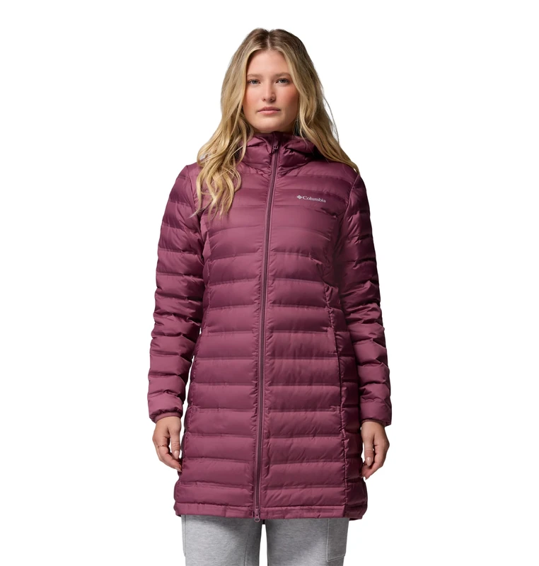 Columbia Women's Lake 22 2 Down Long Hooded Jacket, Hooded Puffer Down Jacket, Antique Mauve, X-Small