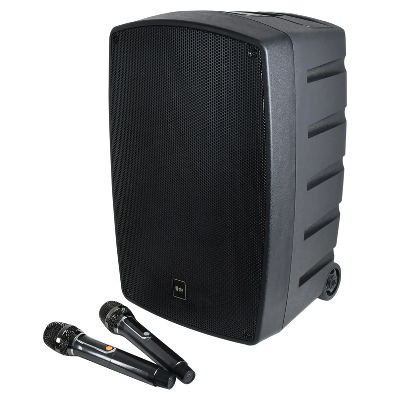 QTX Performer 12" Portable PA System with Wireless Microphones, Rechargeable Battery, Bluetooth, USB/SD Playback, Professional PA & Stage Speaker for DJs, Singers & Outdoor Events
