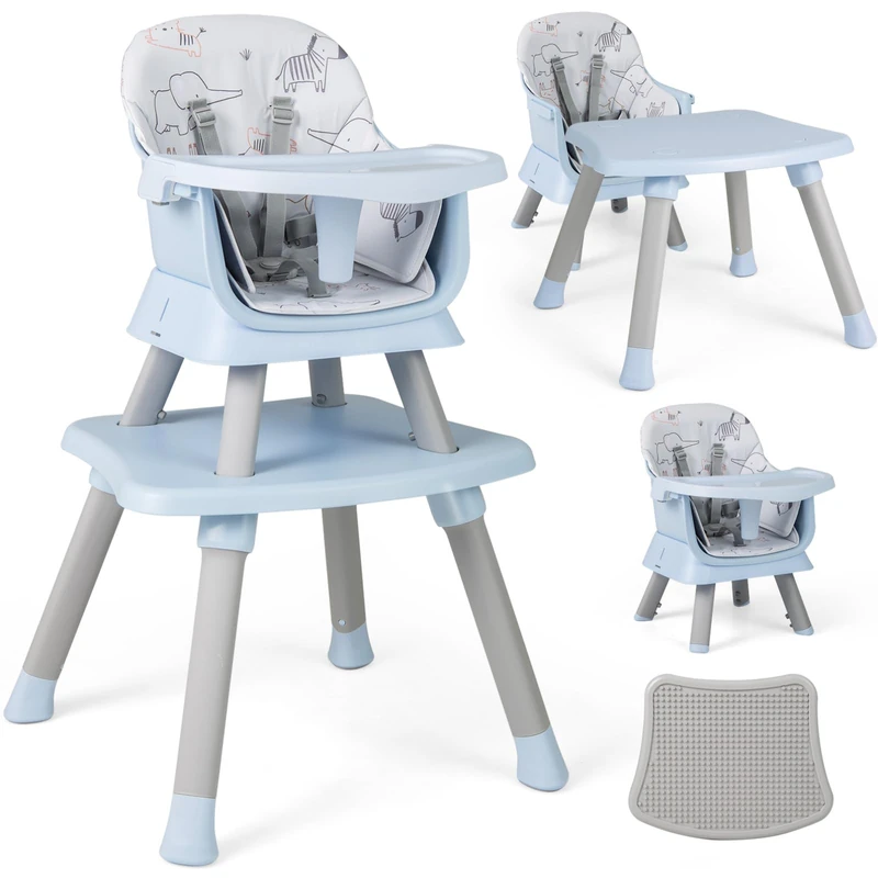 GYMAX 6 in 1 High Chairs (Blue, 58 x 58 x 98 cm)
