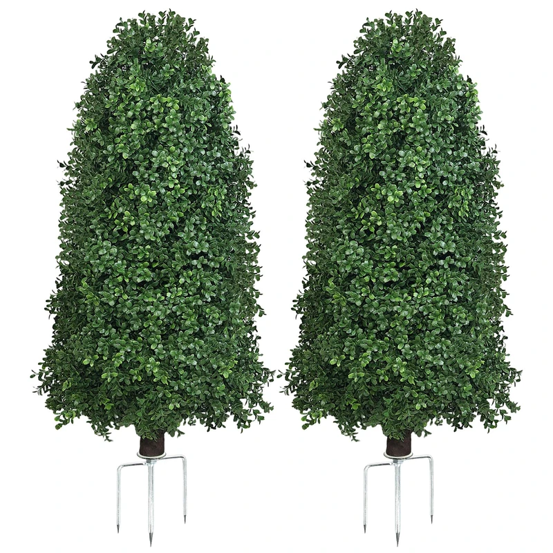 QIANYUN Boxwood Topiary Bush -Artificial Topiary for Outdoors-Evergreen Plants Topiary Ball Tree UV-Resistant 2-Pack for Front Porch Garden Yard Balcony Decor (Boxwood Tree -11, 3FT)