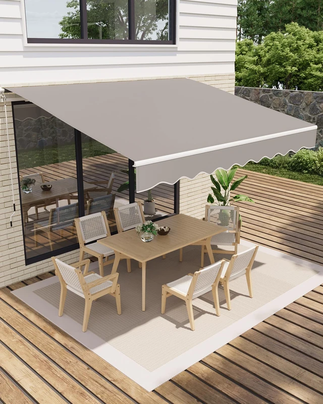 GarveeHome Articulated Arm Awning 400 x 250 cm, UV50+ & Water-Repellent, with Crank & Wall Mount, Length + Angle Adjustable, Awning for Patio & Balcony, Sun Protection, Balcony Awning, Joint Awning