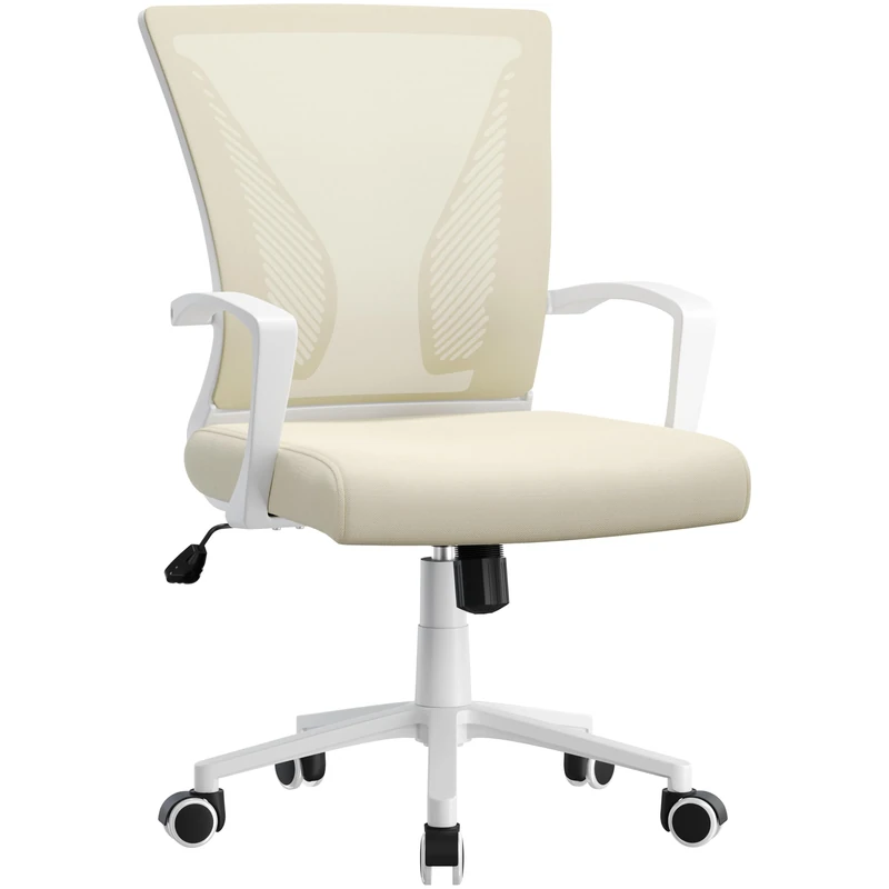 Yaheetech Adjustable Mesh Office Chair, Swivel Computer Desk Chair with Lumbar Support, Reclining for Home Office, Study Room Bedroom, Beige