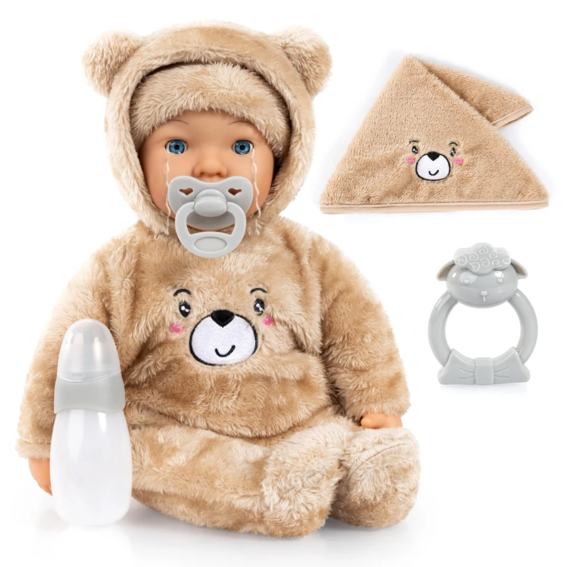 Bayer Design 94230AB Baby doll, cries real tears, with sleepy eyes, soft body, accessories, 42 cm - for boys and girls