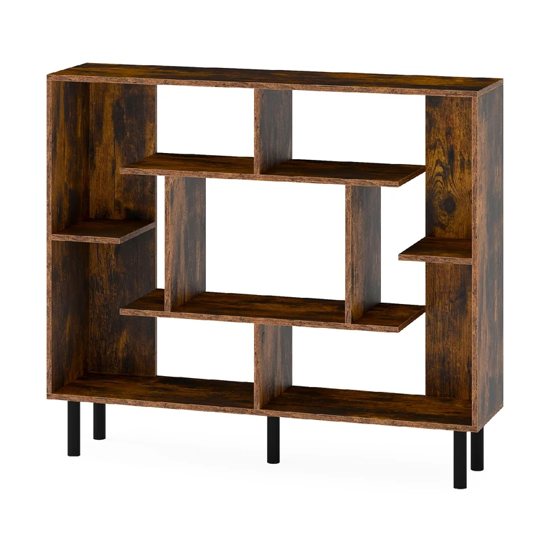 CASART Cube Bookcase, Wooden Freestanding Bookshelf with Anti-tipping Kits, Industrial Display Storage Unit for Living Room Bedroom Study Office
