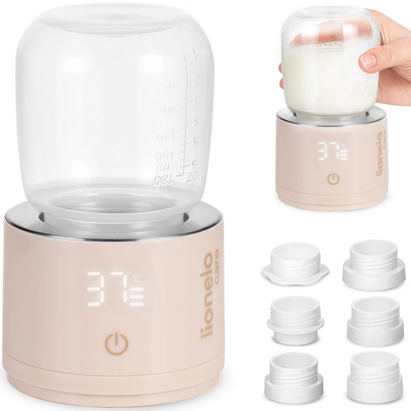 Lionelo Thermup Swift Portable Bottle Warmer, Cordless Baby Bottle Warmer on the Go, Heats 90ml in 3 min, USB-C 5000mAh, 4 Temps 37-50°C, 5 Adapters, 180ml Container, Safe Auto Shut-Off, for Travel