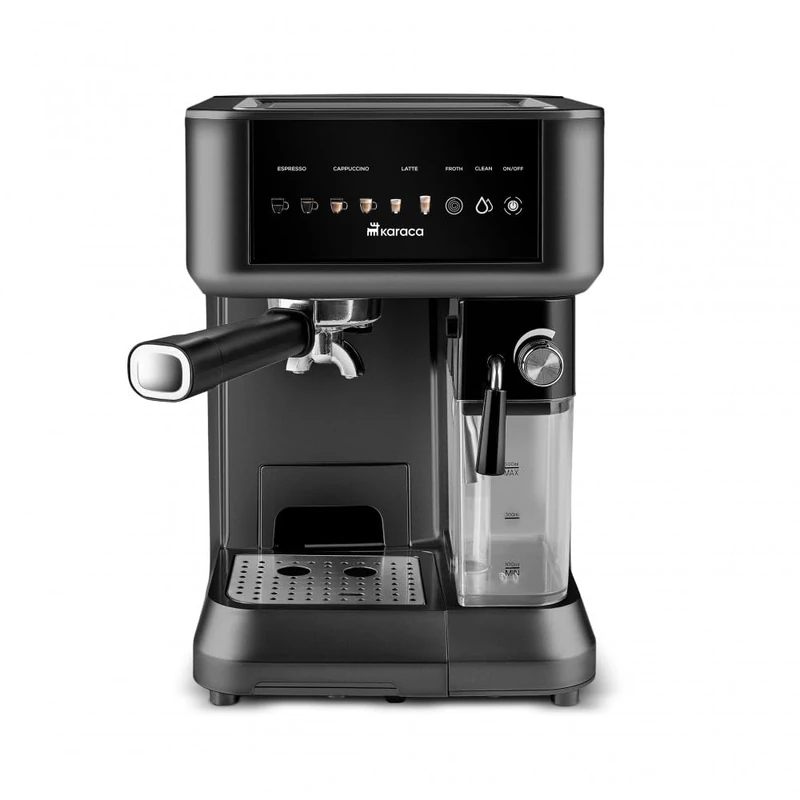 KARACA MyCaffe Barista S10 Espresso, Latte & Cappuccino Coffee Machine with Integrated Milk Tank, 1,8L, 1350W, Touch Control Panel, 15 Bar Pump Pressure, Hot Milk Function, Black