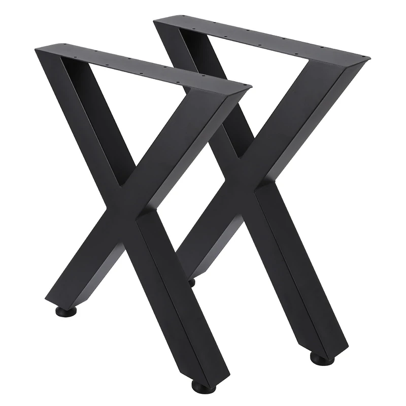 Garvee Metal Table Legs 28" H × 18" W - High Strength, Modern Design, Ideal for DIY Projects, Desk Legs - X Frame, Black Finish - Image 1