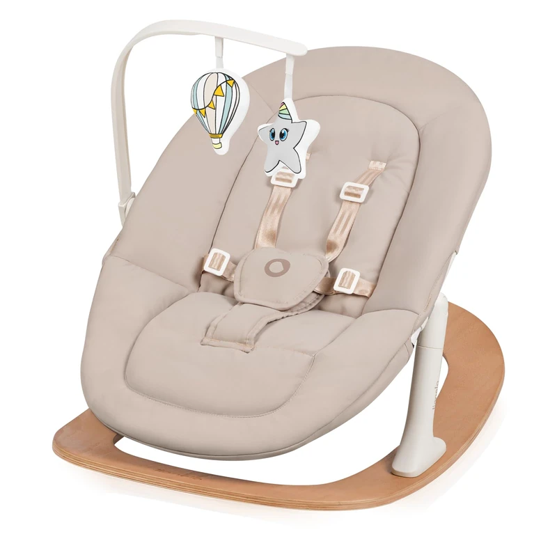 Lionelo Celia Baby Rocker with Wooden Base and Toy Bar