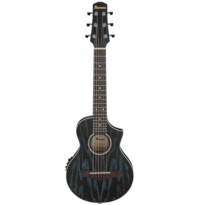 Ibanez EWP16EWB-GAO Piccolo Electro Acoustic Guitar with Bag – Compact Steel String with Florentine Cutaway, Figured Ash Top & Body, Undersaddle Pickup & AEQ-2U Preamp - Galaxy Aqua Open Pore
